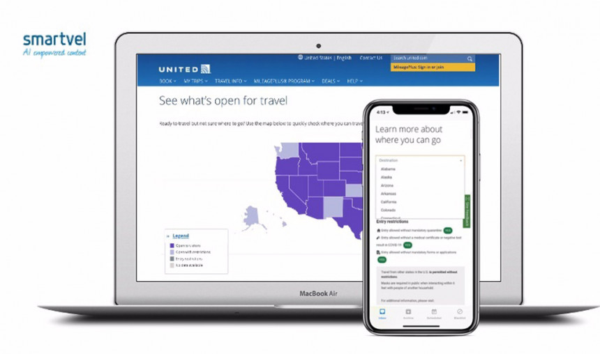 United ofrece mapa interactivo con restricciones de viajes